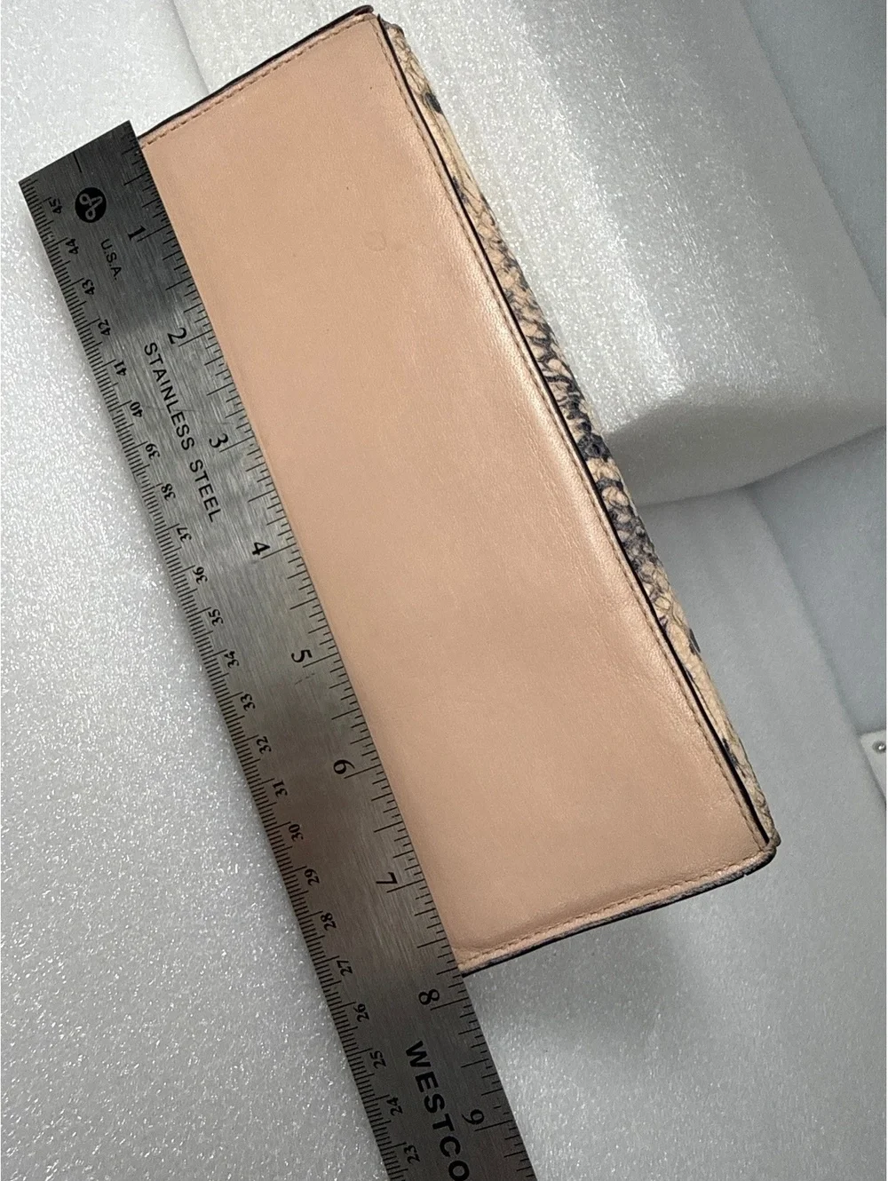 Coach Snakeskin Print Leather Flap Wallet Nude Beige Long Continental Wallet